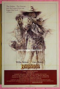 P162 BARBAROSA one-sheet movie poster '82 Willie Nelson western!