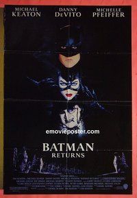 P167 BATMAN RETURNS one-sheet movie poster '92 Michael Keaton, DeVito