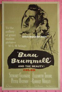 P180 BEAU BRUMMELL one-sheet movie poster '54 Liz Taylor, Granger