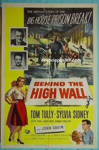 P187 BEHIND THE HIGH WALL one-sheet movie poster '56 Tom Tully