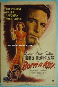 P273 BORN TO KILL one-sheet movie poster '46 Lawrence Tierney