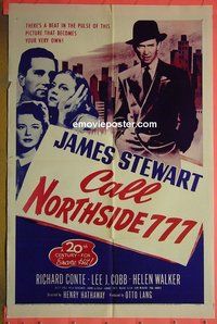 P322 CALL NORTHSIDE 777 one-sheet movie poster R55 James Stewart
