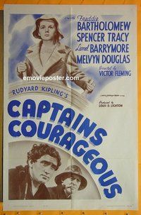 P331 CAPTAINS COURAGEOUS one-sheet movie poster R62 Spencer Tracy