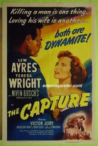 P332 CAPTURE one-sheet movie poster '50 Lew Ayres, Teresa Wright