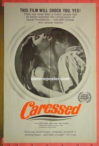 P336 CARESSED one-sheet movie poster '64 Bob Howay, sexploitation!