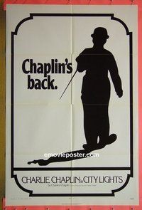 P388 CITY LIGHTS one-sheet movie poster #2 R72 Charlie Chaplin boxing!