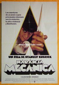 P399 CLOCKWORK ORANGE Spanish one-sheet movie poster '72 Stanley Kubrick