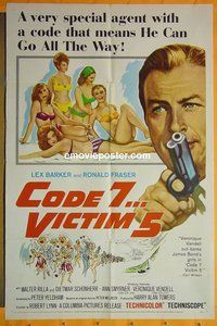P409 CODE 7 VICTIM 5 one-sheet movie poster '64 Lex Barker