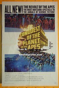 P424 CONQUEST OF THE PLANET OF THE APES style B one-sheet movie poster '72