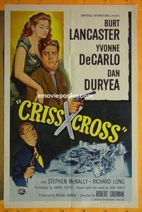 P444 CRISS CROSS one-sheet movie poster R58 Lancaster film noir!