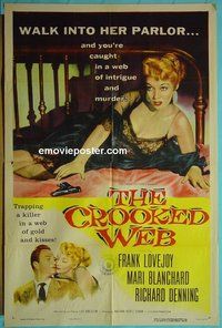 P445 CROOKED WEB one-sheet movie poster '55 bad girl film noir!