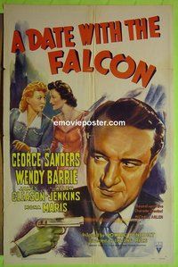 P464 DATE WITH THE FALCON one-sheet movie poster '41 Sanders, Barrie