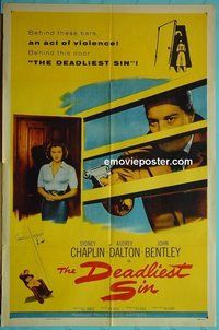 P473 DEADLIEST SIN one-sheet movie poster '56 Sydney Chaplin