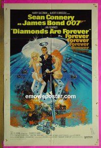 P500 DIAMONDS ARE FOREVER int'l style one-sheet movie poster '71 Connery