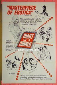 P501 DIARY OF A SINNER one-sheet movie poster '74 bizarre fantasy!