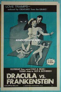 P531 DRACULA VS. FRANKENSTEIN 1sh '70s love tramps seduced by creatures from the grave!