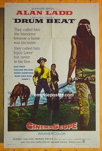 P537 DRUM BEAT one-sheet movie poster R64 Alan Ladd western!