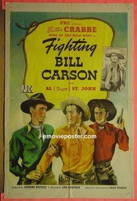 P632 FIGHTING BILL CARSON one-sheet movie poster '45 Buster Crabbe