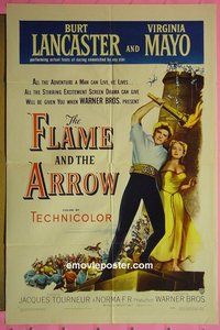 P647 FLAME & THE ARROW one-sheet movie poster '50 Burt Lancaster