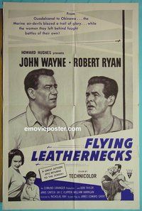 P658 FLYING LEATHERNECKS military one-sheet movie poster R60s John Wayne
