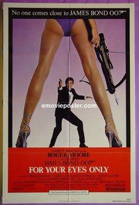 P669 FOR YOUR EYES ONLY one-sheet movie poster '81 Moore as Bond