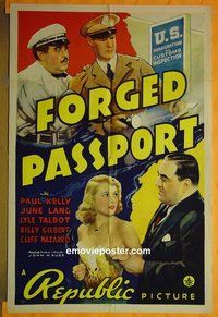 P674 FORGED PASSPORT one-sheet movie poster '39 Paul Kelly, Lang