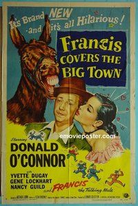 P683 FRANCIS COVERS THE BIG TOWN one-sheet movie poster '53 talking mule!