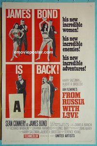 P698 FROM RUSSIA WITH LOVE style B one-sheet movie poster '64 James Bond