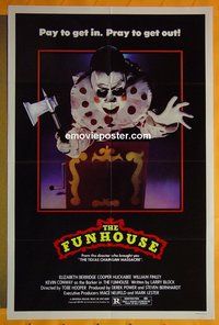 P706 FUNHOUSE 'clown' style one-sheet movie poster '81 Tobe Hooper horror!