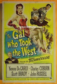 P709 GAL WHO TOOK THE WEST one-sheet movie poster '49 Yvonne De Carlo