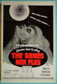 P720 GAMES MEN PLAY one-sheet movie poster '64 sex thriller!