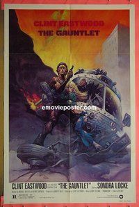 P723 GAUNTLET one-sheet movie poster '77 Eastwood, Frazetta art