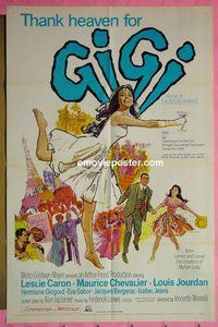 P733 GIGI one-sheet movie poster R66 Leslie Caron, Chevalier