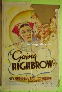P750 GOING HIGHBROW one-sheet movie poster '35 Guy Kibbee, Zasu Pitts