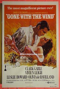 P759 GONE WITH THE WIND one-sheet movie poster R80 Clark Gable, Leigh