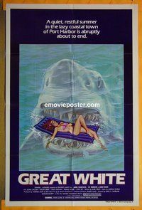P778 GREAT WHITE one-sheet movie poster '82 great shark image!