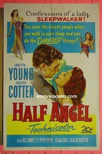 P794 HALF ANGEL signed one-sheet movie poster '51 Joseph Cotten