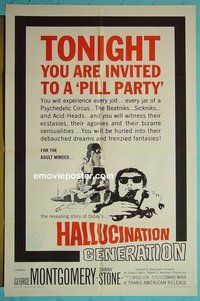 P797 HALLUCINATION GENERATION one-sheet movie poster '67 drugs!