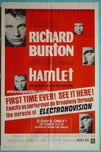 P798 HAMLET one-sheet movie poster '64 Richard Burton