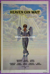 P818 HEAVEN CAN WAIT gold title one-sheet movie poster '78 Warren Beatty