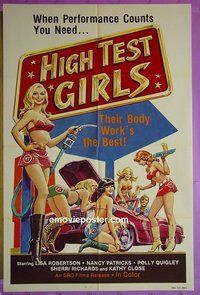 P835 HIGH TEST GIRLS one-sheet movie poster '70s hot rod sex!