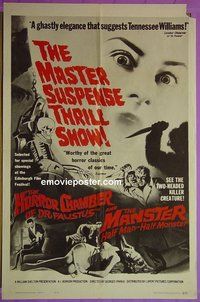 P853 HORROR CHAMBER OF DR FAUSTUS/MANSTER one-sheet movie poster '62