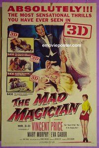 Q093 MAD MAGICIAN one-sheet movie poster '54 3D Vincent Price