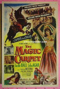 Q099 MAGIC CARPET one-sheet movie poster '51 Lucille Ball, Lew Landers