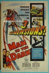 Q112 MAN IN THE DARK one-sheet movie poster '53 3D Edmond O'Brien