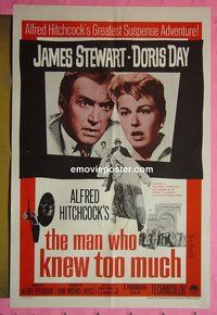 Q115 MAN WHO KNEW TOO MUCH one-sheet movie poster R60s Stewart