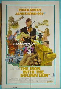 Q119 MAN WITH THE GOLDEN GUN one-sheet movie poster '74 James Bond