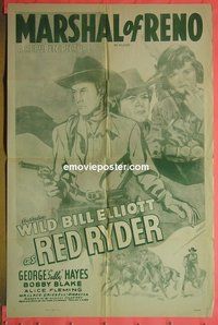 Q133 MARSHAL OF RENO one-sheet movie poster R48 Wild Bill Elliot