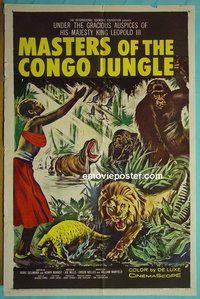 Q145 MASTERS OF THE CONGO JUNGLE one-sheet movie poster '60 Africa!