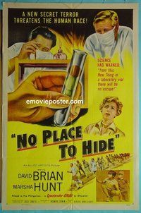 Q260 NO PLACE TO HIDE one-sheet movie poster '56 germ warfare!